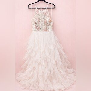 Charming Floral Dress in White and Pink